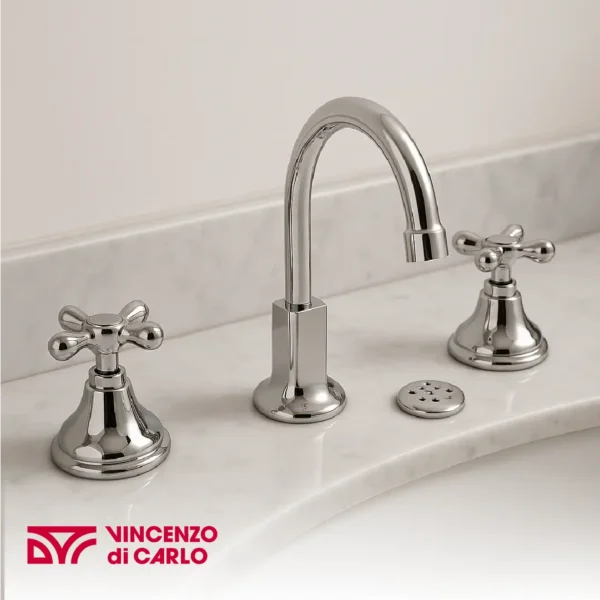 Grifería de Bañera Estilo Clásico con Volantes Cruzados